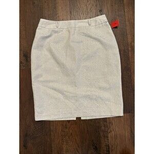 Worthington Ivory/Gold Metallic Pencil Skirt, Size 8